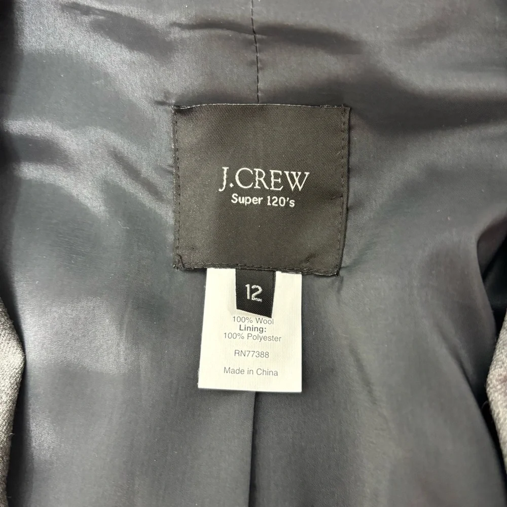 J. Crew Super 120's 100% Wool Charcoal Gray‎ Blazer size 12